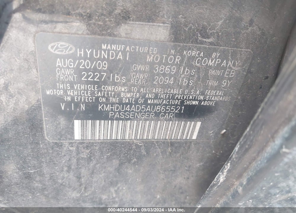2010 HYUNDAI ELANTRA GLS VIN: KMHDU4AD5AU865521