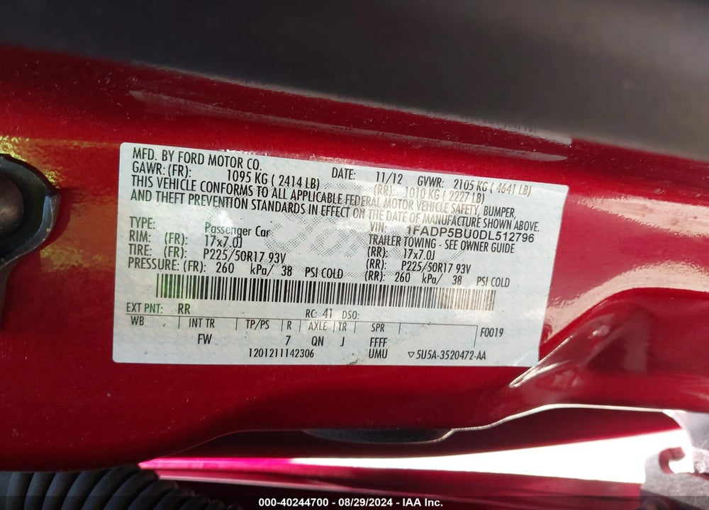 2013 FORD C-MAX HYBRID SEL VIN: 1FADP5BU0DL512796