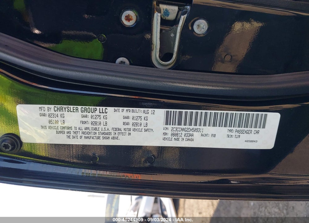 2013 CHRYSLER 300 MOTOWN VIN: 2C3CCAAG2DH509311