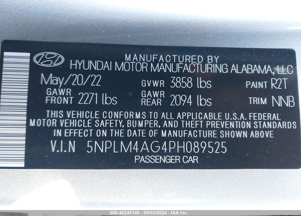 2023 HYUNDAI ELANTRA SEL VIN: 5NPLM4AG4PH089525