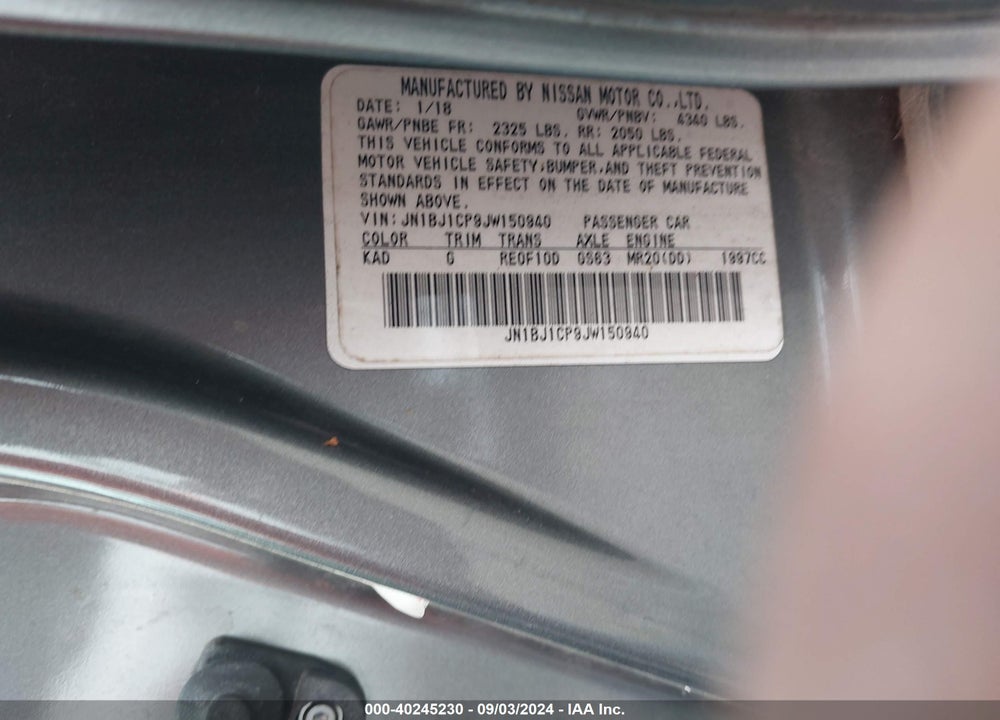 2018 NISSAN ROGUE SPORT VIN: JN1BJ1CP9JW150940