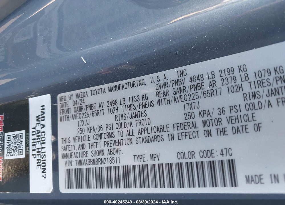 2024 MAZDA CX-50 2.5 S PREFERRED VIN: 7MMVABBM8RN218511