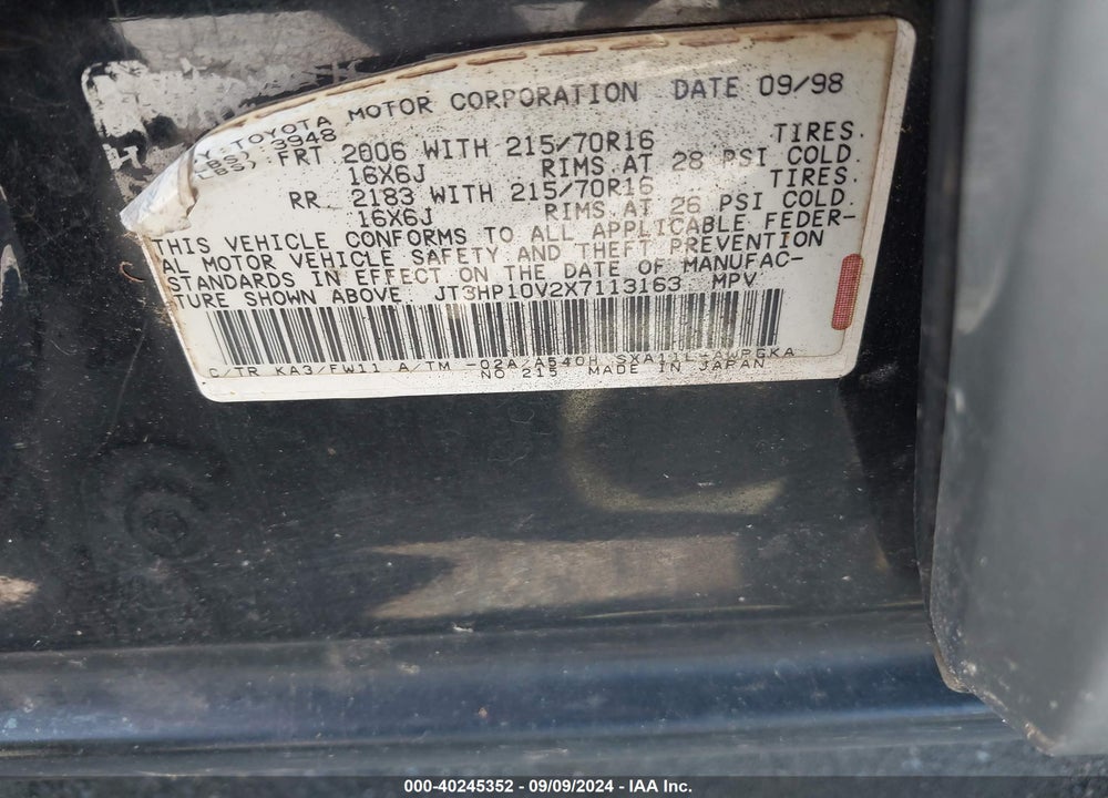 1999 TOYOTA RAV4 VIN: JT3HP10V2X7113163