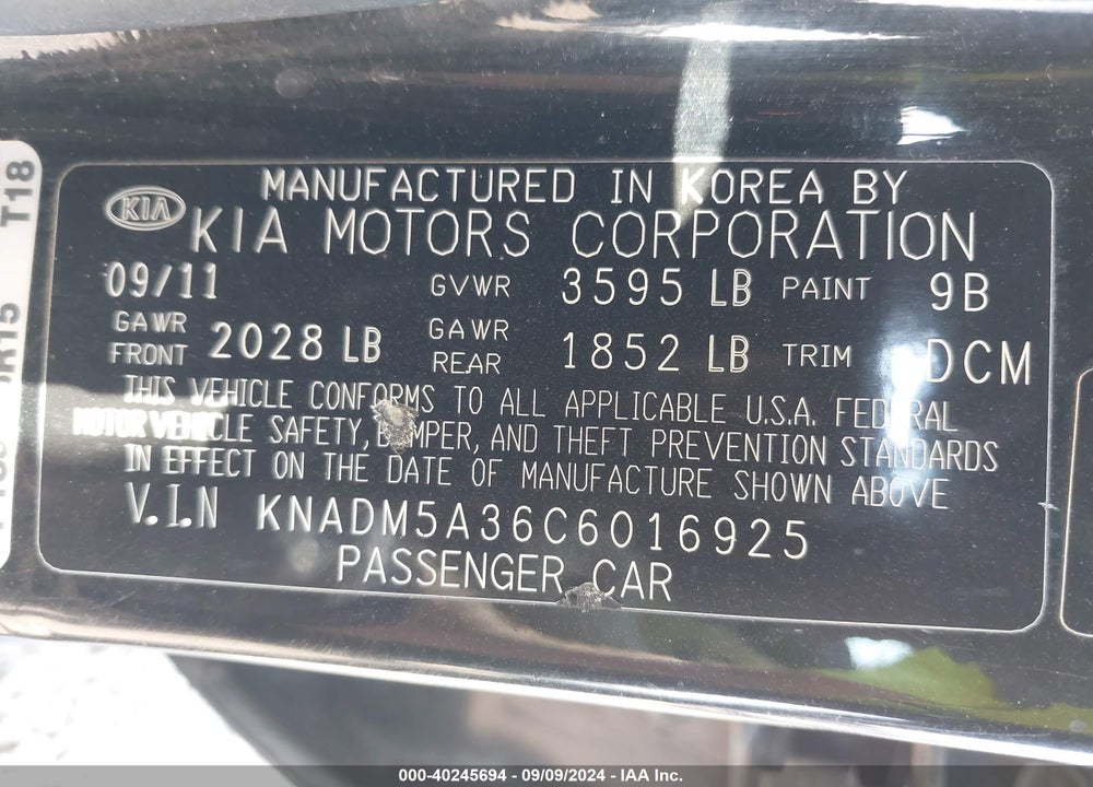 2012 KIA RIO5 LX VIN: KNADM5A36C6016925