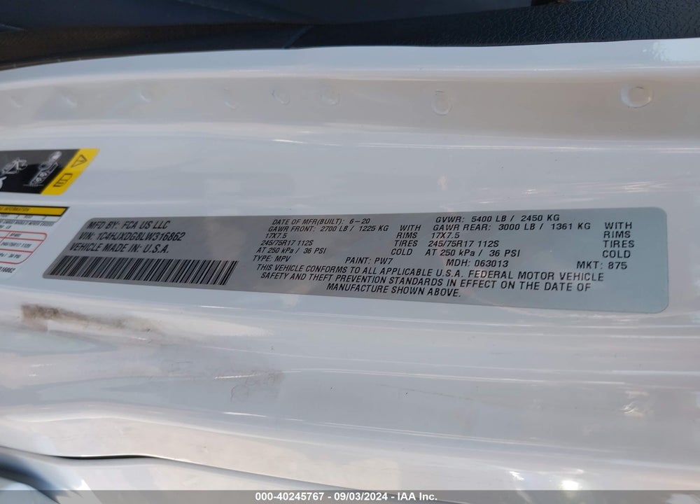 2020 JEEP WRANGLER UNLIMITED SPORT S 4X4 VIN: 1C4HJXDG8LW316862