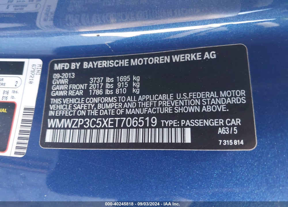 2014 MINI CONVERTIBLE COOPER S VIN: WMWZP3C5XET706519