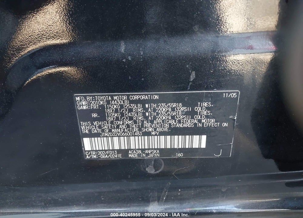 2006 TOYOTA RAV4 SPORT VIN: JTMZD32V066001483