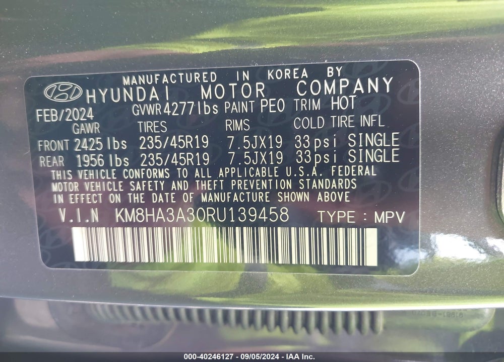 2024 HYUNDAI KONA N LINE VIN: KM8HA3A30RU139458