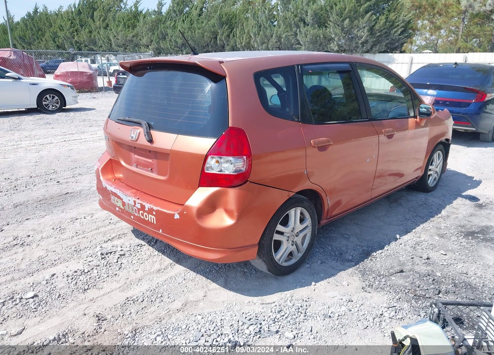 2007 HONDA FIT SPORT VIN: JHMGD37627S037398
