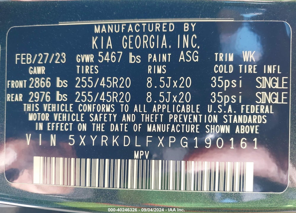 2023 KIA SORENTO X-LINE SX PRESTIGE VIN: 5XYRKDLFXPG190161