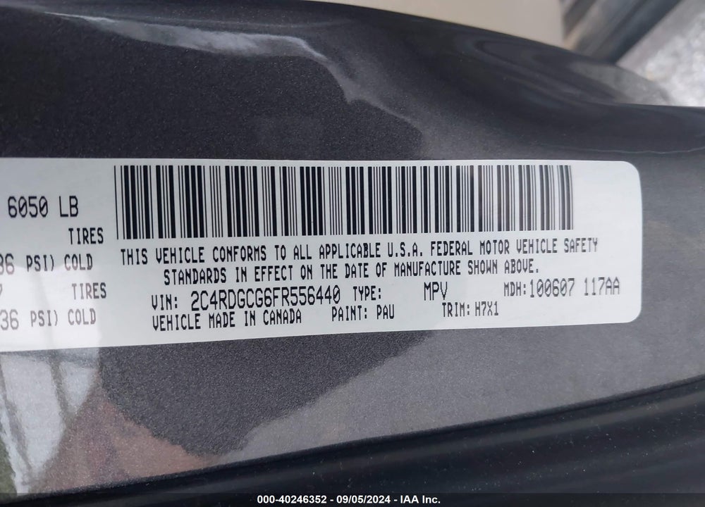 2015 DODGE GRAND CARAVAN SXT VIN: 2C4RDGCG6FR556440