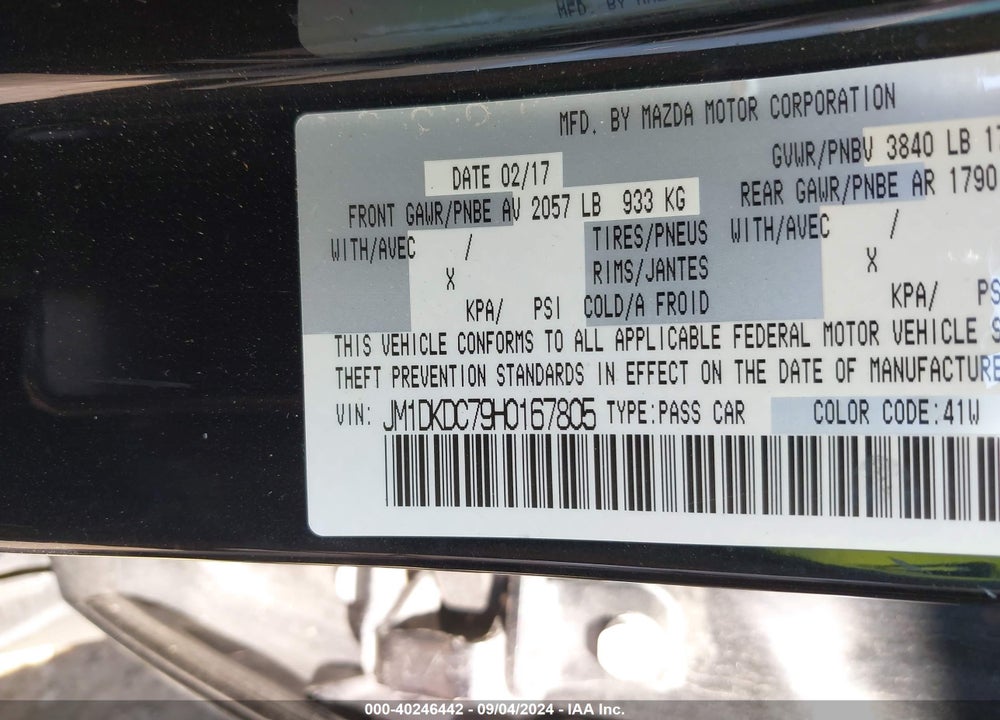 2017 MAZDA CX-3 TOURING VIN: JM1DKDC79H0167805