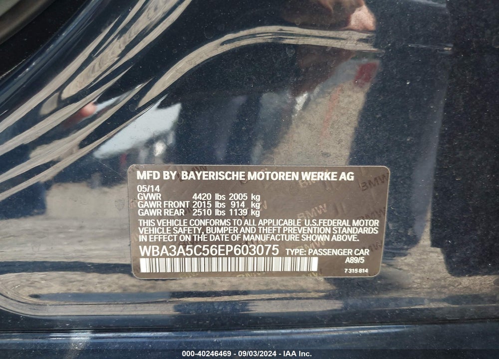2014 BMW 328I VIN: WBA3A5C56EP603075
