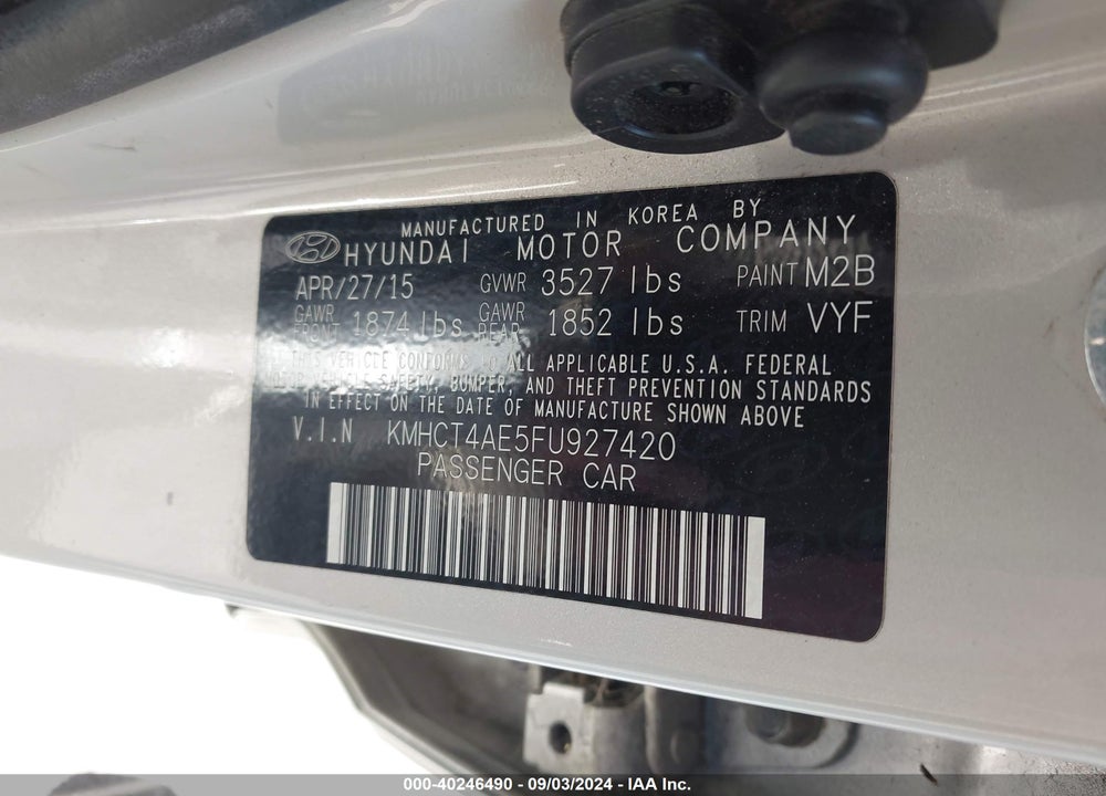 2015 HYUNDAI ACCENT GLS VIN: KMHCT4AE5FU927420
