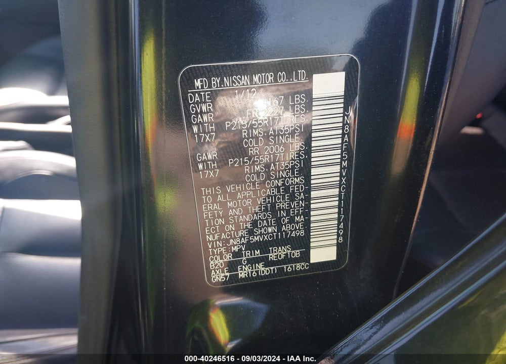 2012 NISSAN JUKE SL VIN: JN8AF5MVXCT117498