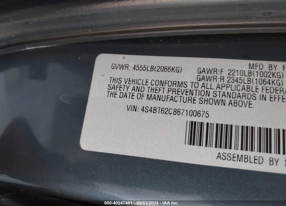 2006 SUBARU BAJA SPORT VIN: 4S4BT62C867100675