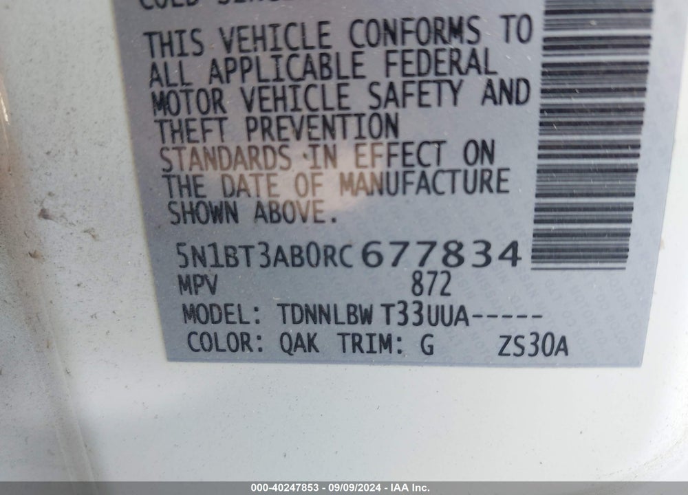 2024 NISSAN ROGUE S INTELLIGENT AWD VIN: 5N1BT3AB0RC677834