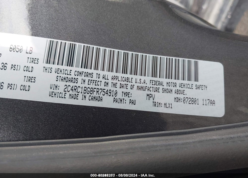 2015 CHRYSLER TOWN & COUNTRY TOURING VIN: 2C4RC1BG8FR754910