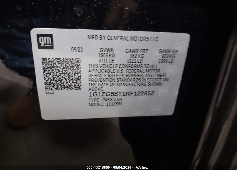 2024 CHEVROLET MALIBU FWD RS VIN: 1G1ZG5ST1RF122652