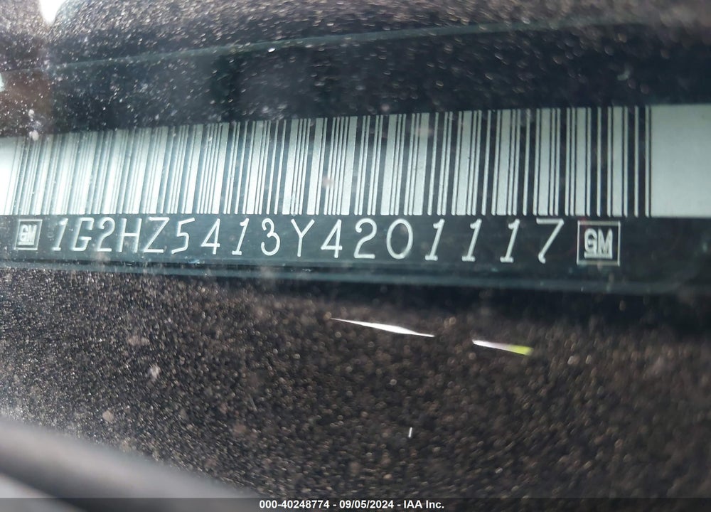 2000 PONTIAC BONNEVILLE SSEI VIN: 1G2HZ5413Y4201117