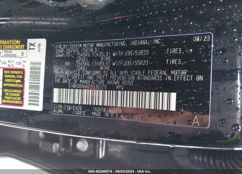 2023 TOYOTA HIGHLANDER XSE VIN: 5TDKDRAH6PS516179