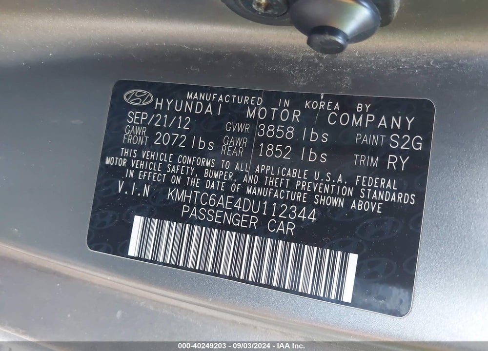 2013 HYUNDAI VELOSTER TURBO W/BLUE VIN: KMHTC6AE4DU112344