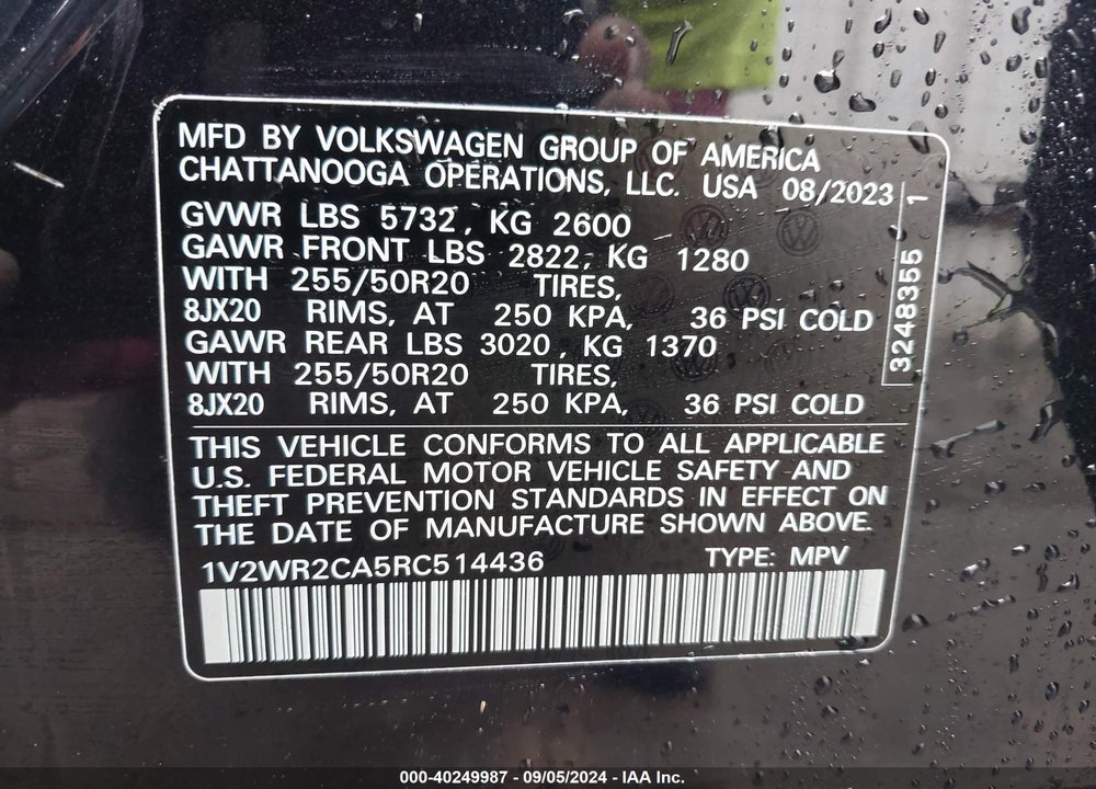 2024 VOLKSWAGEN ATLAS 2.0T SE W/TECHNOLOGY VIN: 1V2WR2CA5RC514436