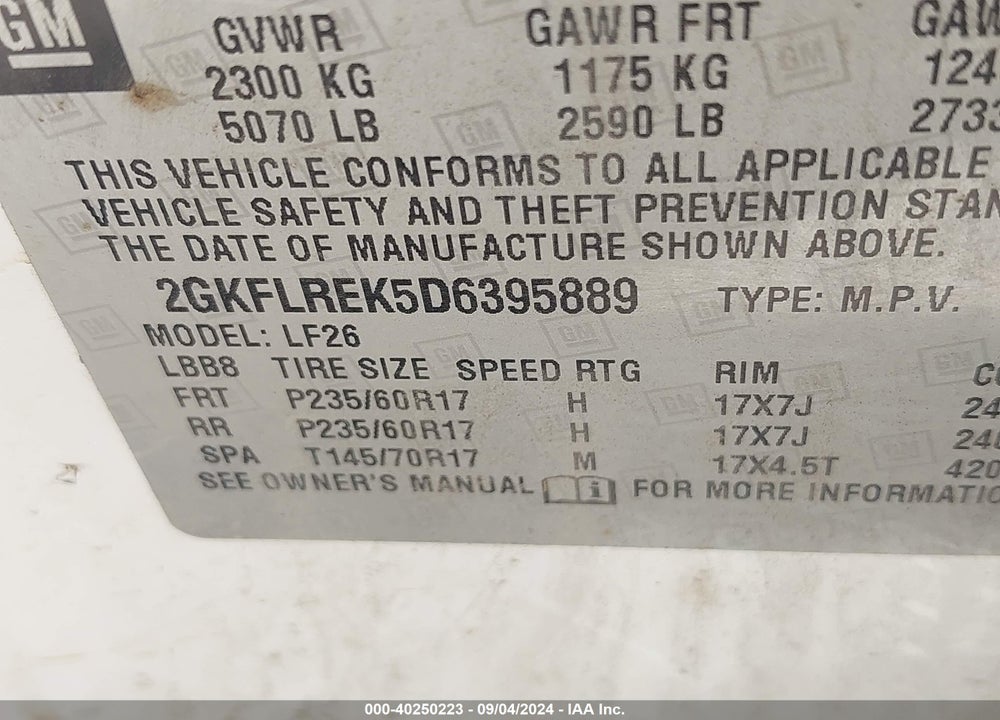 2013 GMC TERRAIN SLE-1 VIN: 2GKFLREK5D6395889