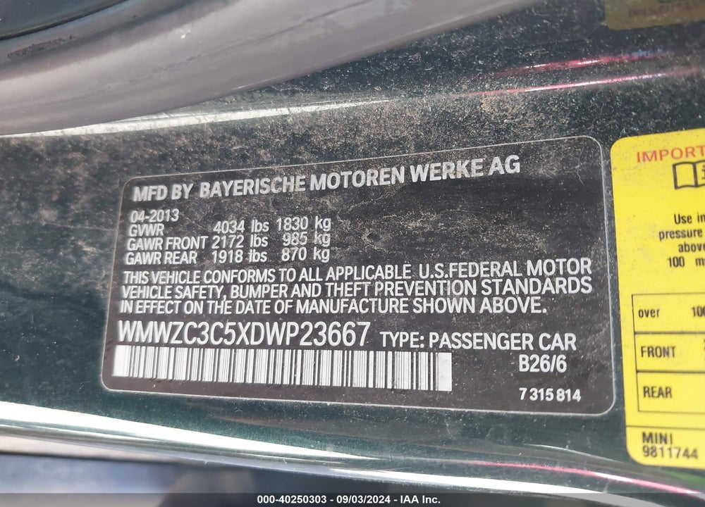 2013 MINI COUNTRYMAN COOPER S VIN: WMWZC3C5XDWP23667
