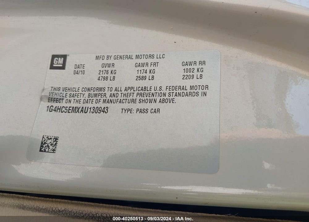 2010 BUICK LUCERNE CXL VIN: 1G4HC5EMXAU130943