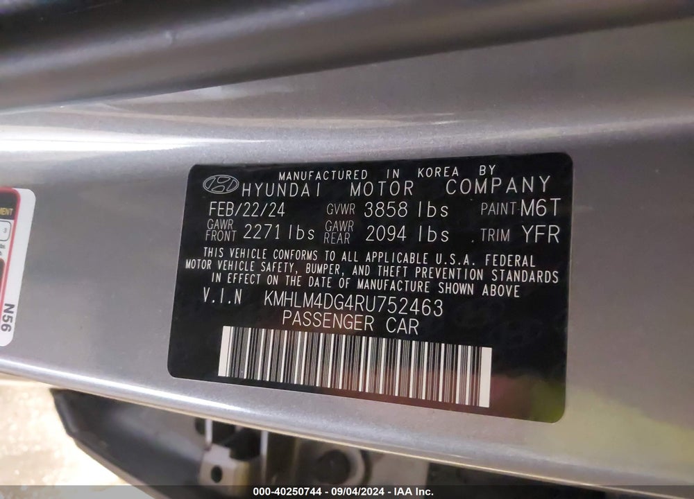 2024 HYUNDAI ELANTRA SEL VIN: KMHLM4DG4RU752463