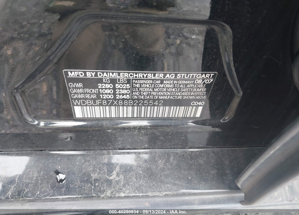 2008 MERCEDES-BENZ E 350 4MATIC VIN: WDBUF87X88B225542