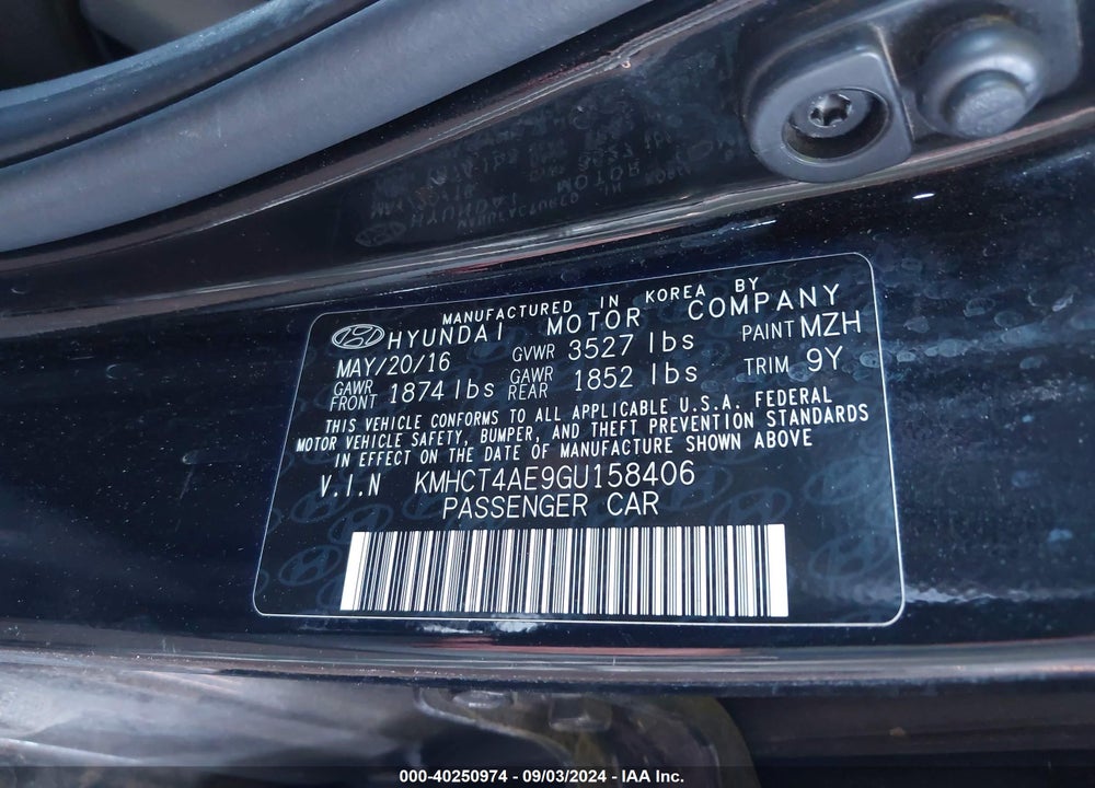 2016 HYUNDAI ACCENT SE VIN: KMHCT4AE9GU158406