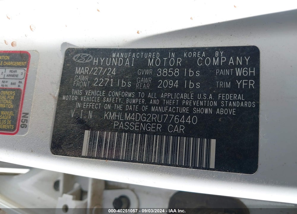 2024 HYUNDAI ELANTRA VIN: KMHLM4DG2RU776440