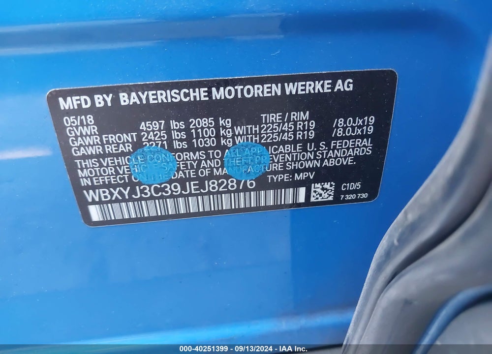 2018 BMW X2 SDRIVE28I VIN: WBXYJ3C39JEJ82876