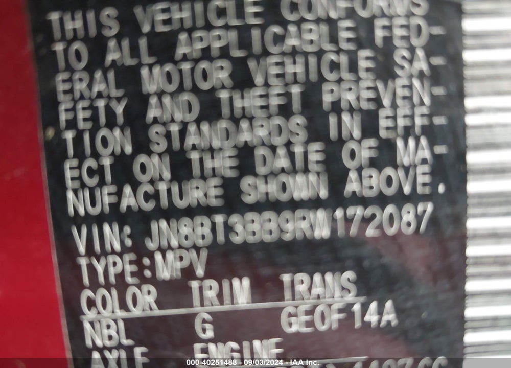 2024 NISSAN ROGUE SV INTELLIGENT AWD VIN: JN8BT3BB9RW172087
