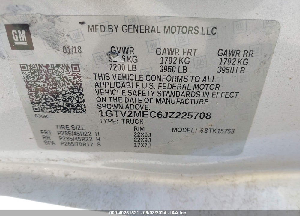 2018 GMC SIERRA 1500 SLE VIN: 1GTV2MEC6JZ225708