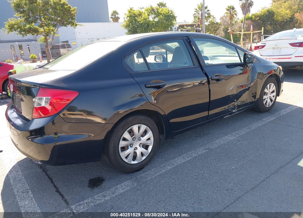 2012 HONDA CIVIC LX VIN: 19XFB2F52CE383874
