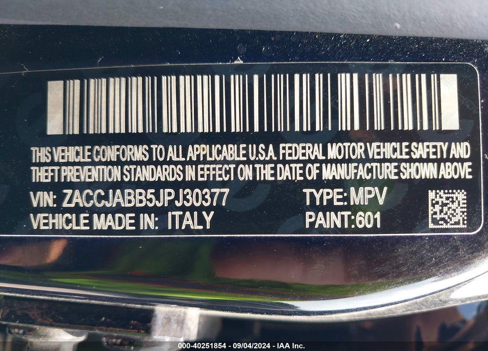 2018 JEEP RENEGADE LATITUDE FWD VIN: ZACCJABB5JPJ30377