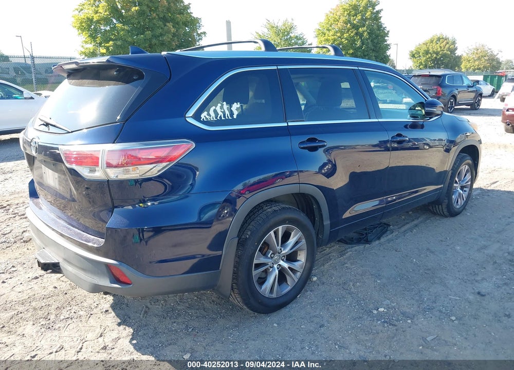 2014 TOYOTA HIGHLANDER XLE V6 VIN: 5TDJKRFH0ES026876