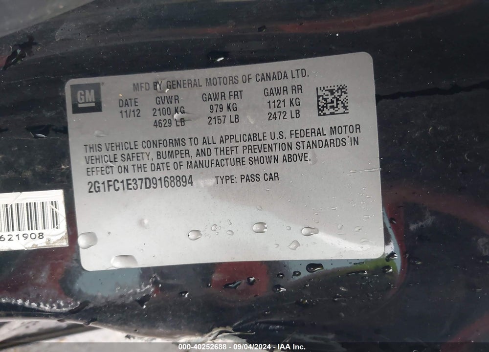 2013 CHEVROLET CAMARO 2LT VIN: 2G1FC1E37D9168894