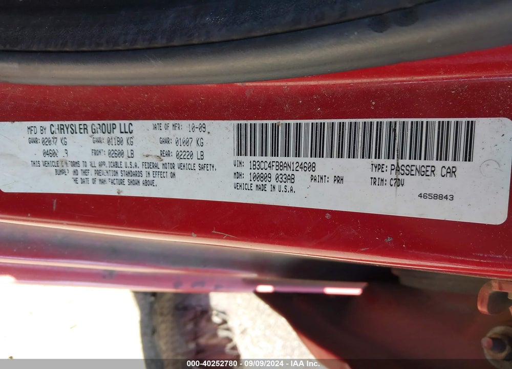 2010 DODGE AVENGER SXT VIN: 1B3CC4FB8AN124608