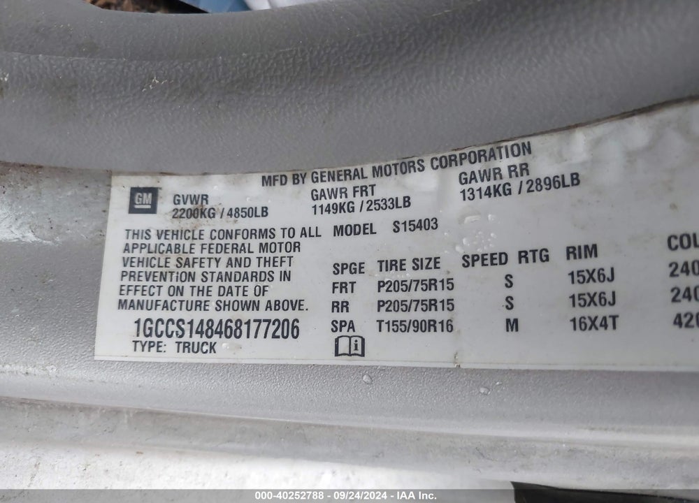2006 CHEVROLET COLORADO LS VIN: 1GCCS148468177206