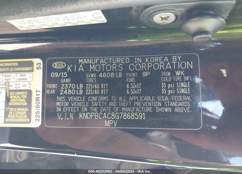 2016 KIA SPORTAGE LX VIN: KNDPBCAC8G7868591