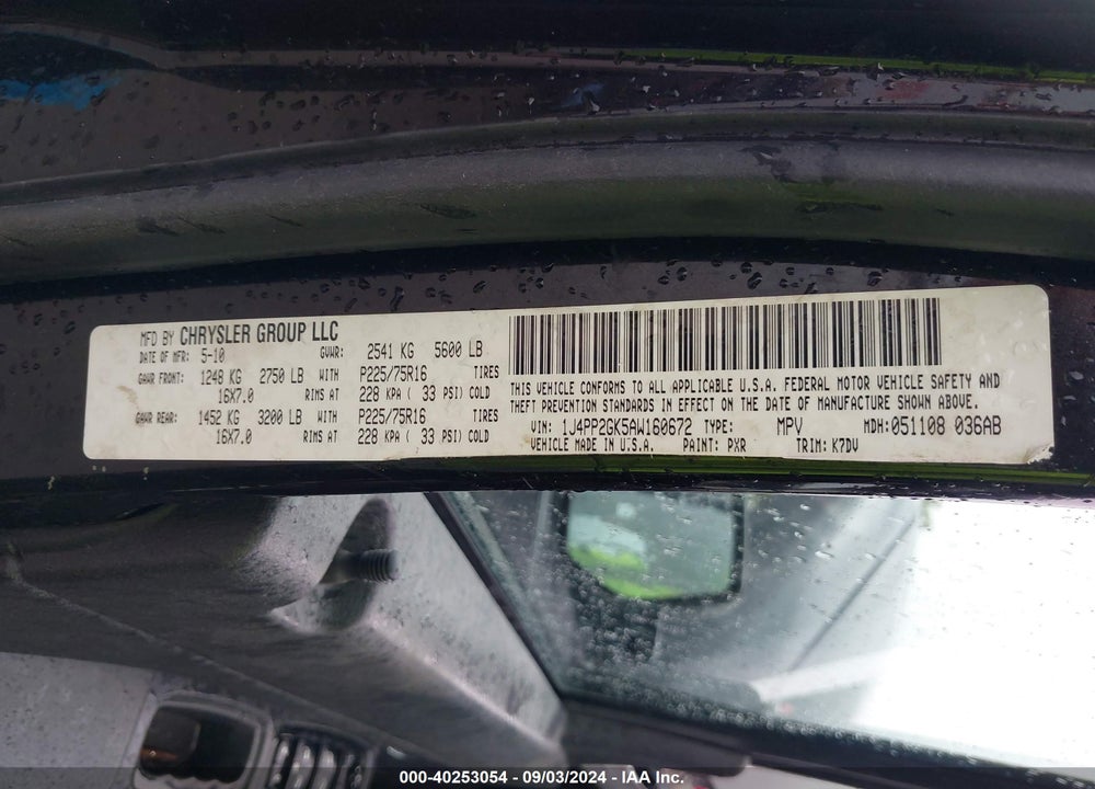 2010 JEEP LIBERTY SPORT VIN: 1J4PP2GK5AW160672