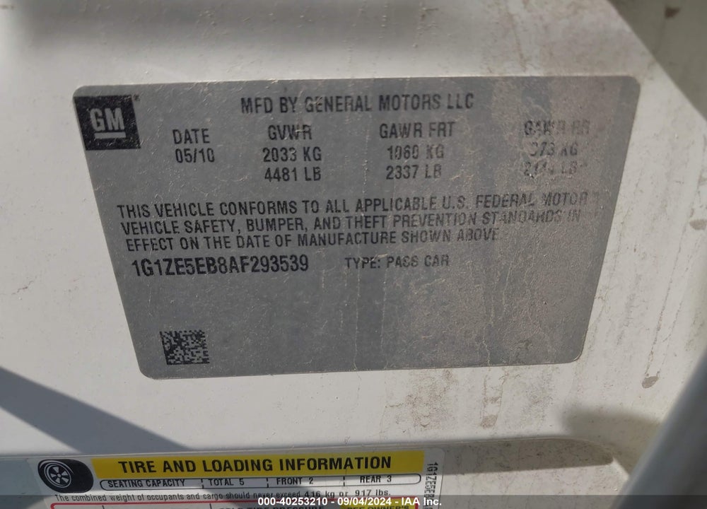 2010 CHEVROLET MALIBU LTZ VIN: 1G1ZE5EB8AF293539