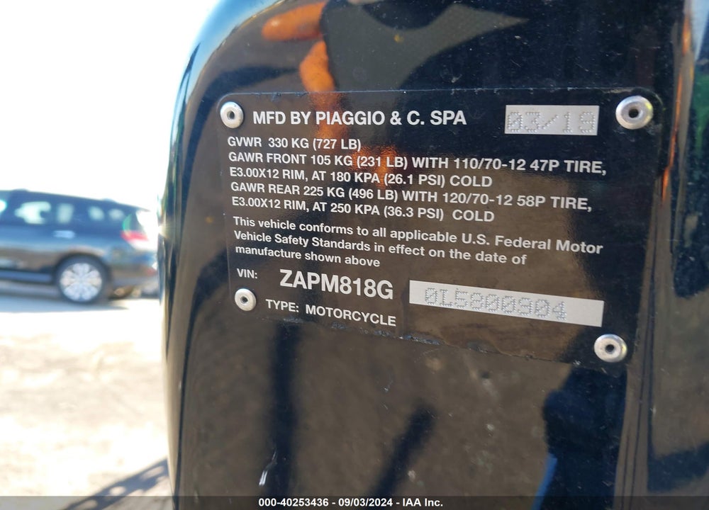 2020 VESPA SPRINT VIN: ZAPM818G0L5800904