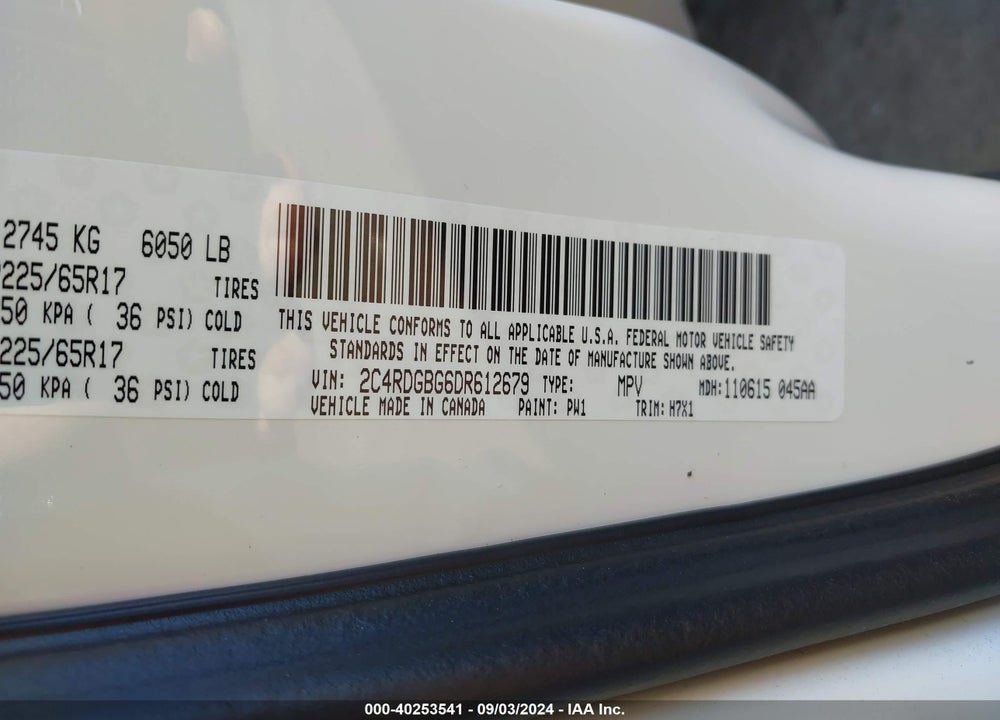 2013 DODGE GRAND CARAVAN SE VIN: 2C4RDGBG6DR612679