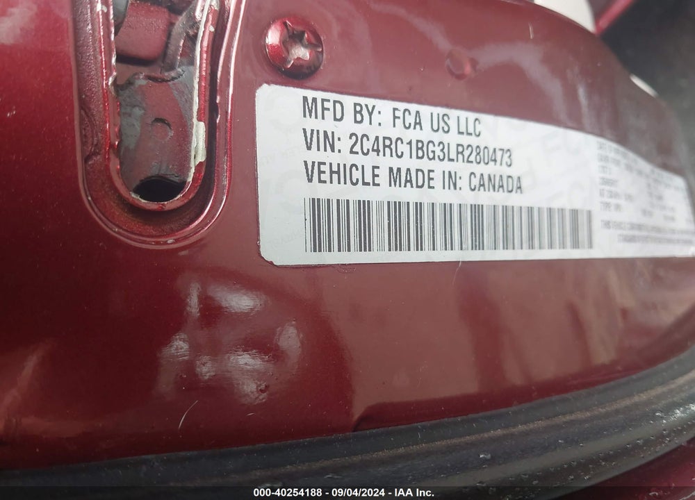 2020 CHRYSLER PACIFICA TOURING L VIN: 2C4RC1BG3LR280473