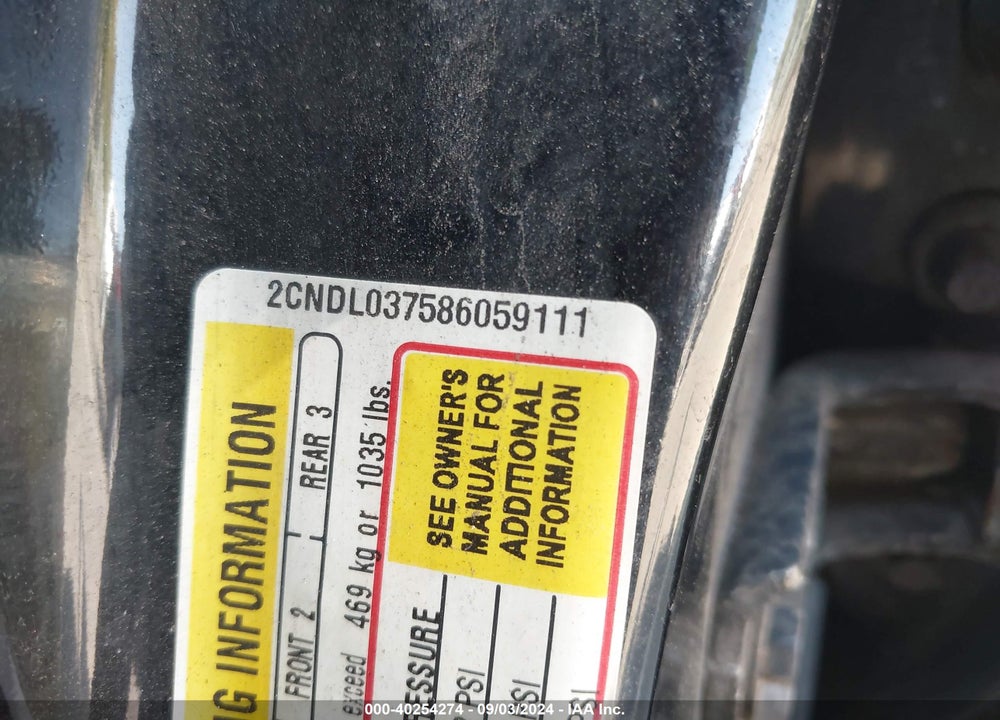 2008 CHEVROLET EQUINOX SPORT VIN: 2CNDL037586059111